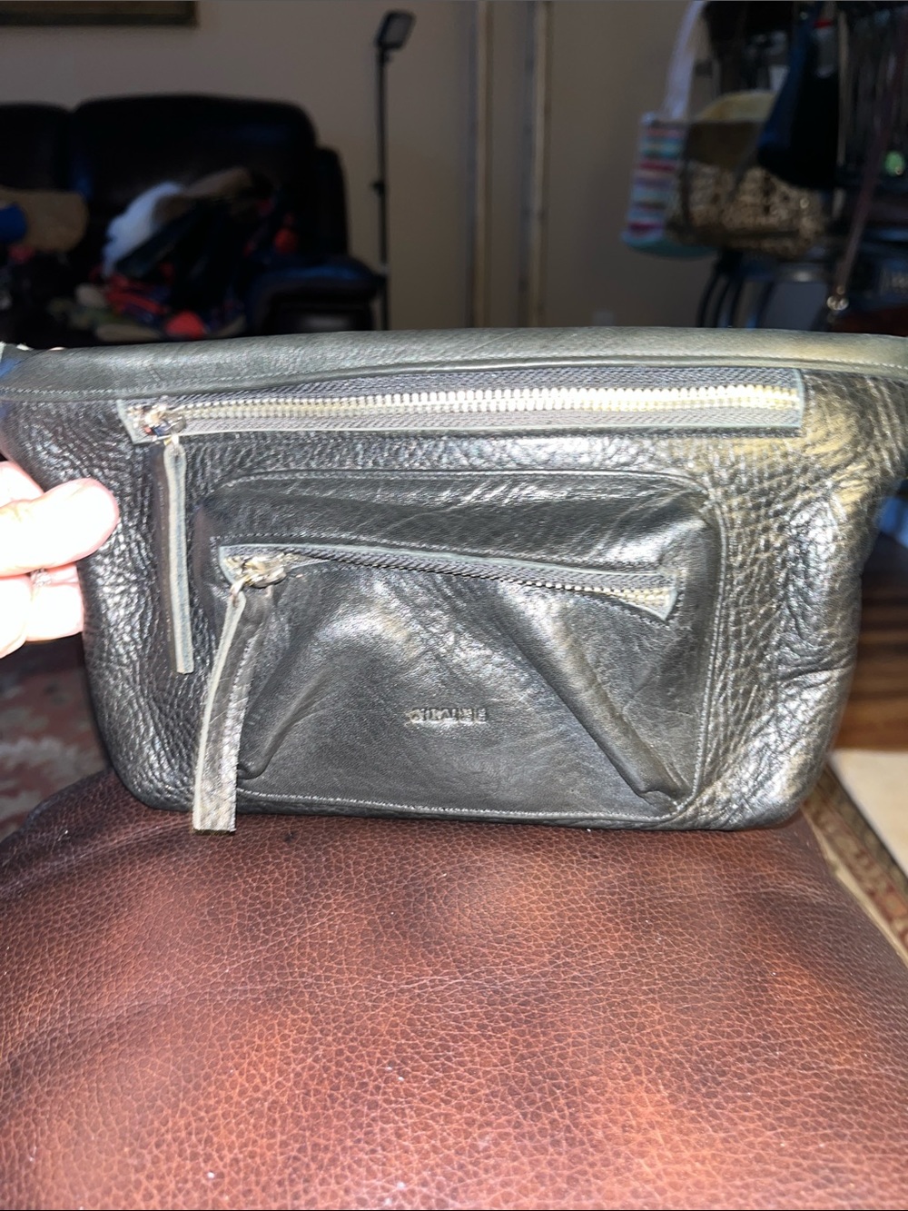EUC Authentic Nimes Double zip Leather fcFannie Pack/ Belt Bag